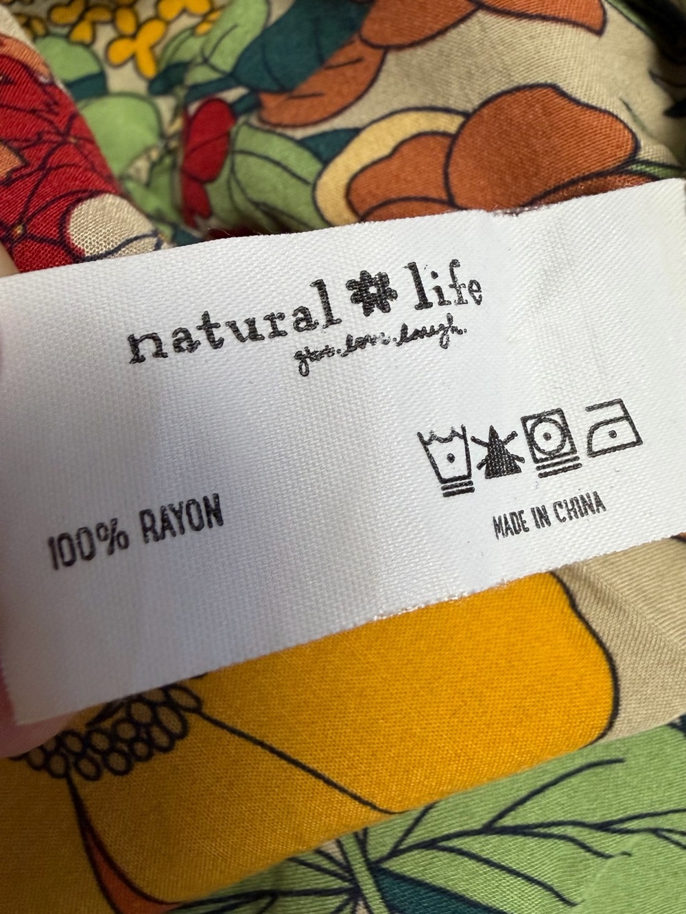 Natural Life Patti Dress Gold Vintage Floral Rayon Babydoll Boho Sundress Size S - Picture 9 of 13